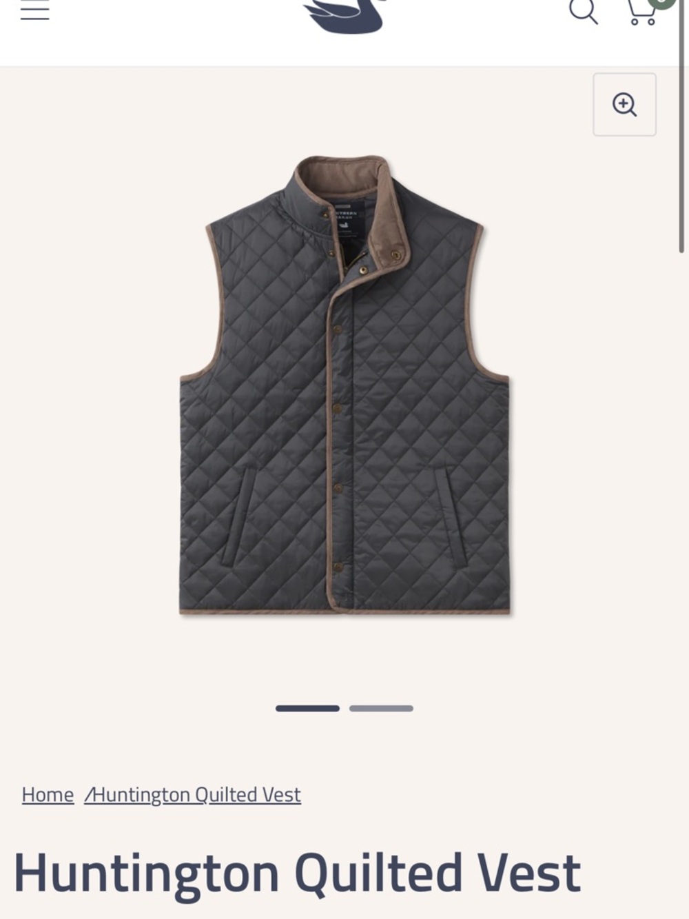 Southern Marsh - Youth Large Huntington Quilted Vest - Gray